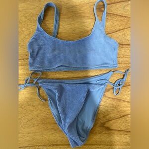 Skatie Blue Ribbed Bikini Set